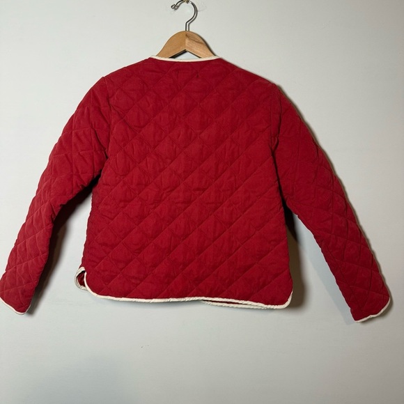 PrettyLittleThing, NWT Red Quilted Jacket with Cream Trim - Picture 6 of 12